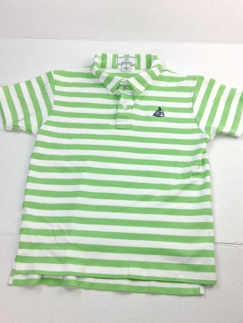 CPC Childrenwear Lime Green White Stripe Polo Shirt